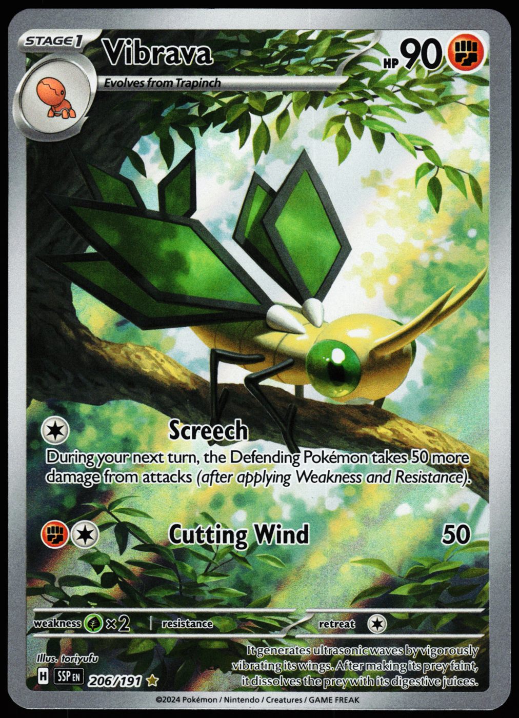 Vibrava 206/191 Illustration Rare Surging Sparks Pokemon Holo Near Mint front
