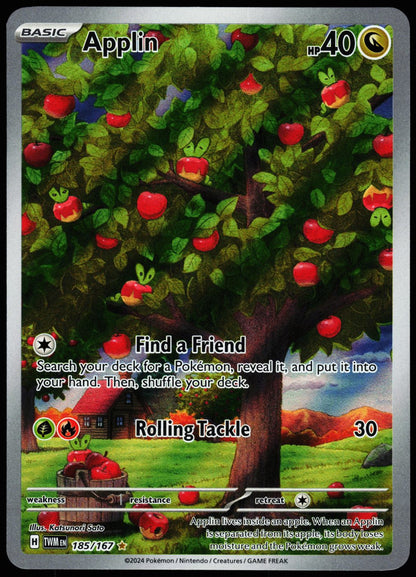 Applin 185/167 Illustration Rare Twilight Masquerade Pokemon Holo Near Mint front