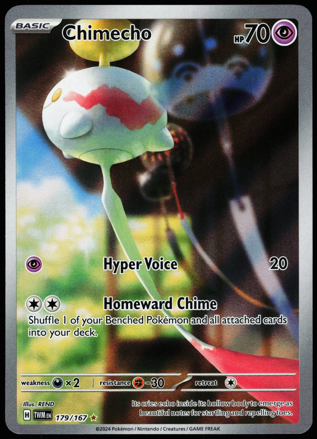 Chimecho 179/167 Illustration Rare Twilight Masquerade Pokemon Holo Near Mint front
