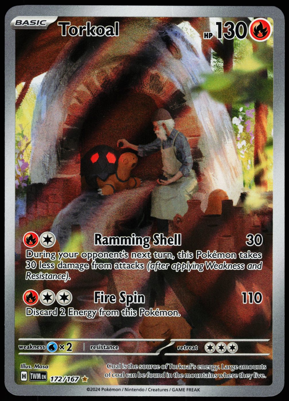Torkoal 172/167 Illustration Rare Twilight Masquerade Pokemon Holo Near Mint front