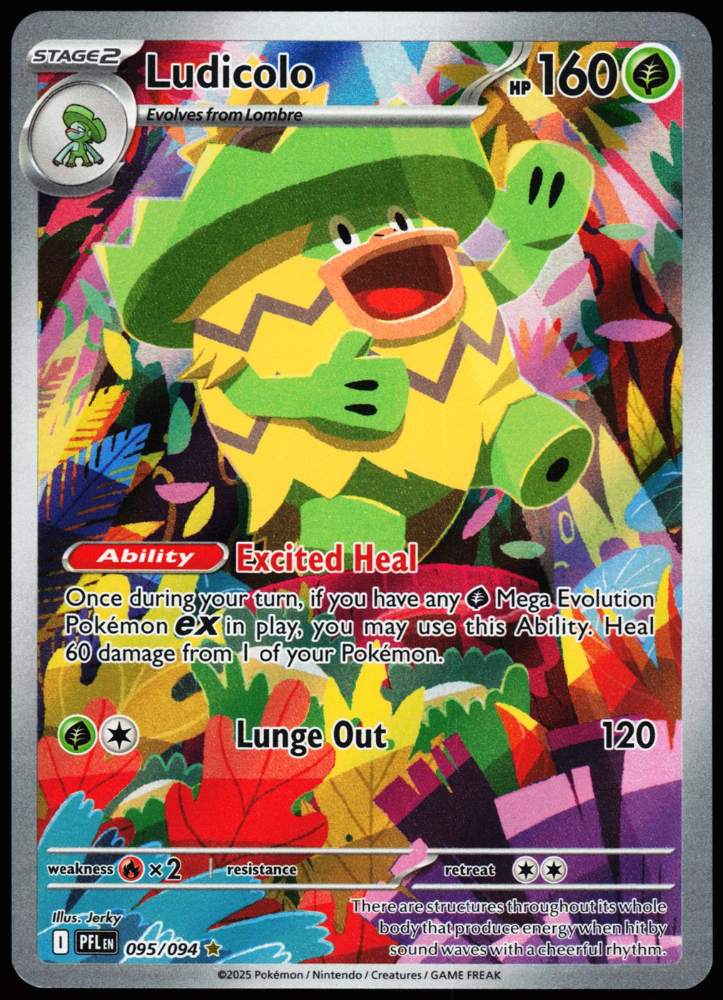 Ludicolo 095/094 Illustration Rare Phantasmal Flames Pokemon Holo Near Mint front