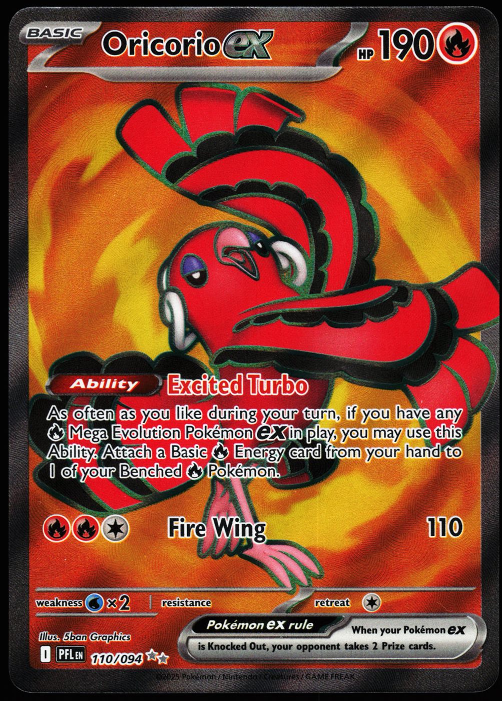 Oricorio ex 110/094 Ultra Rare Phantasmal Flames Pokemon Holo Near Mint front